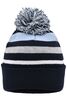 Striped Winter Beanie with Pompon navy/light-blue 