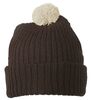 Knitted Cap with Pompon dark-brown/khaki 