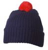 Knitted Cap with Pompon navy/red 