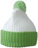 Knitted Cap with Pompon white/lime-green 