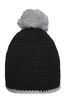 Pompon Hat with Contrast Stripe black/light-grey 