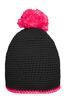 Pompon Hat with Contrast Stripe