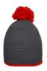 Pompon Hat with Contrast Stripe