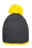 Pompon Hat with Contrast Stripe carbon/yellow 