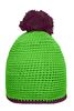 Pompon Hat with Contrast Stripe lime-green/dark-purple 